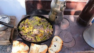 Traditional Mediterranean Turkish Breakfast I Koyde Kuzine Odun Sobasinda Kahvalti