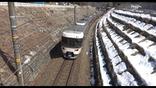 右に左に車体を傾けて高速で…中央西線木曽平沢～贄川間の単線区間を走行する…【383系特急ワイドビューしなの】