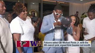 'GMFB' reacts to Falcons selecting QB Michael Penix Jr. with the eight overall p