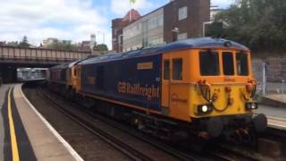 Pure Class 73/9 Thrash - 73962 Blasts out of Tunbridge Wells Towing 66760 + 66742 + 66725, 25/5/15.