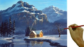 Acrylic Landscape Painting in Time-lapse / Snowy Morning / JMLisondra