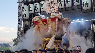 祝！復活２０周年！　３年ぶり！令和４年９月１０日　百舌鳥八幡宮　月見祭　５番　土塔町ふとん太鼓　蔵入れ、蔵出し