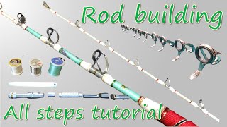 藤沢釣具オリジナルロッド。相模湾マグロロッド自作2（全行程）Custom fishing rod DIY all steps for yellowfin tuna. Rod building.釣竿自作