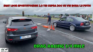 Seat Leon Sportstourer 2.0 TSI Cupra 300 vs VW Bora 1 9 PDTDI drag racing 1/4 mile 🚦🚗 - 4K UHD