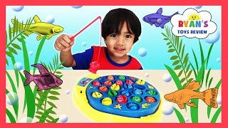LET'S GO FISHING GAME with Surprise Eggs Opening and Learn Colors