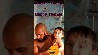 🚿 Baby Themis + Water = Happy Themis!||🇮🇳🇫🇷Indian In France #shorts