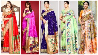 Latest Beautiful Pure Soft Paithani Silk Saree Design|Traditional Saree Look❤️Designer saree #Sarees