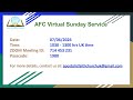 AFC VIRTUAL SUNDAY CHURCH SERVICE