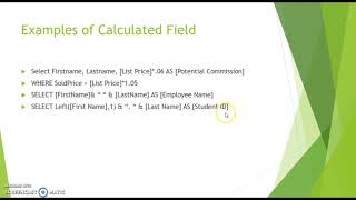 SQL - Calculated fields & Parameters