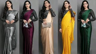 Plain Satin Silk Sarees with Sequins Blouse | Free Shipping \u0026 COD Available | Whatsapp: 9500255044✌️