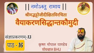 वैयाकरणसिद्धान्तकौमुदी (प्रथम-भाग) पाठ -16 |संज्ञा प्रकरणम् || SANSKRIT || KRISHNA GOPAL PANDEY ||