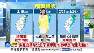 【婷育氣象報報】早起仍偏冷! 白天冷氣團減弱回溫 迎風面短暫雨│中視晨間氣象 20250219