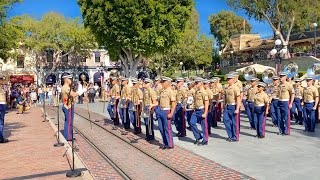 4th of July 2021 CELEBRATE AMERICA 1st Marine  Division Band Main St USA | Disneyland flag ceremony