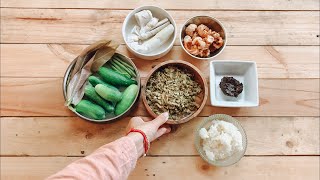 อาหารรอบบ้าน ยำใบมะม่วงอ่อน(ส้าสูง) (Mango leaves salad)