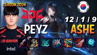 JDG Peyz ASHE vs CORKI ADC - Patch 14.24 KR Ranked | lolrec