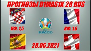Хорватия - Испания / Франция - Швейцария | Прогноз на матчи Евро 28 июня 2021.
