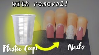 How To Make Fake Nails From Plastic Cups At Home + With Removal | No Acrylic