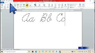 How to make cursive dotted tracing worksheet with blue red line using MS word.