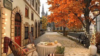 Autumn Day at Cozy Outdoor Coffee Shop with Fall Street Ambience and Relaxing Sounds