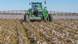 John Deere 4730 defoliating cotton