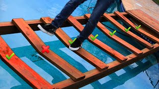 Trap Door Bridge over Pool Challenge!! *DONT STEP ON THE WRONG PLANK*