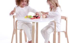 Wooden Fruit Play Food Set by HipKids | Kids Birchwood Table \u0026 2 Chairs Set