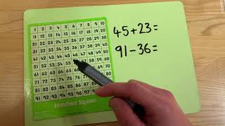 Adding and subtracting using a 100 square