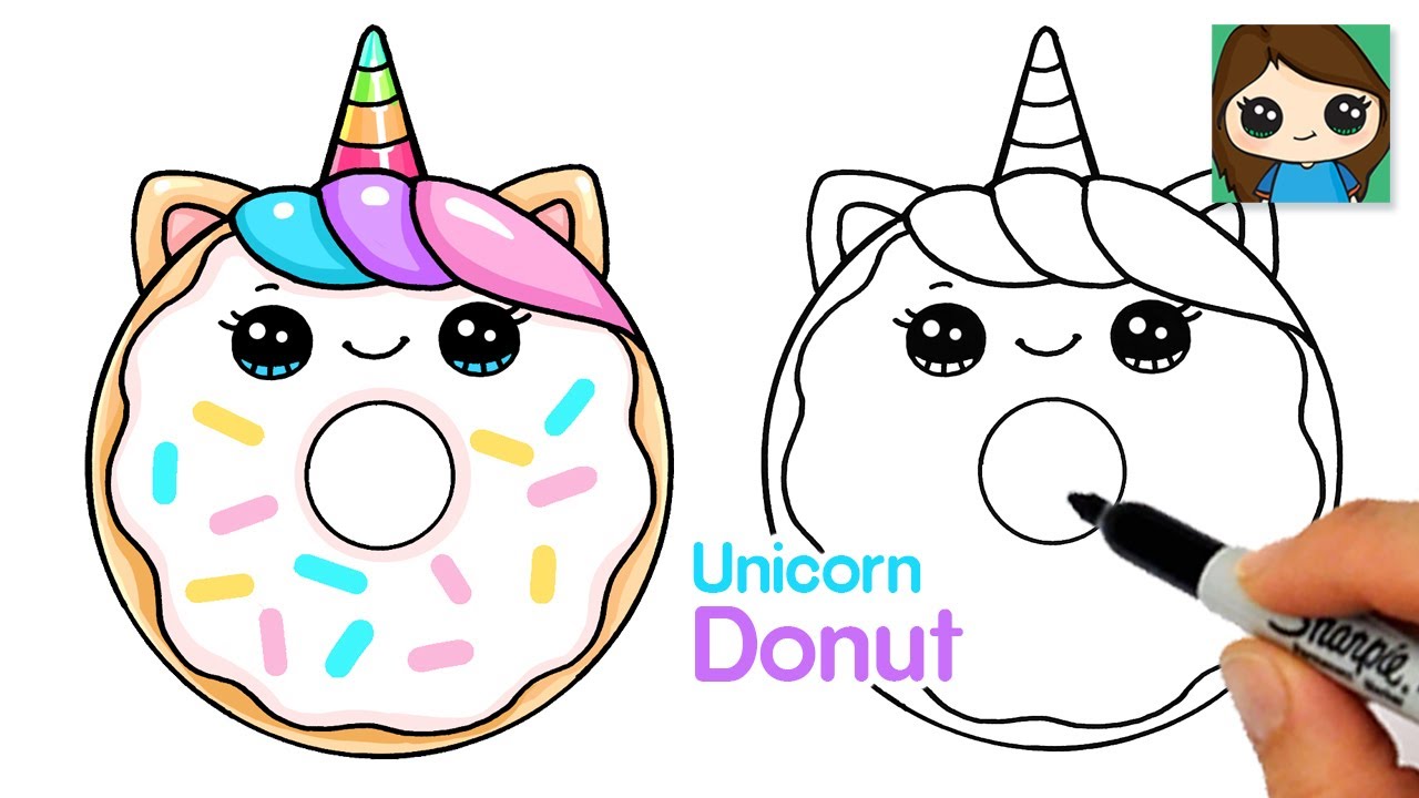 How To Draw A Unicorn Donut Easy 🦄🍩Cute Food Art - YouTube