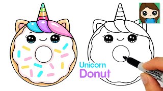 How to Draw a Unicorn Donut Easy 🦄🍩Cute Food Art