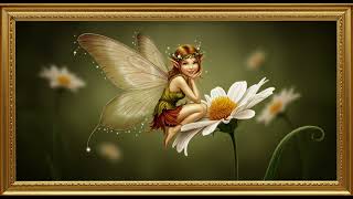 Frame TV Art: Enchanted Fairy on Daisy | Gold Frame 4K Art