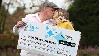 Builder and his shop worker wife win £105m Euromillions jackpot