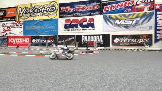 Kyosho Hang on Rider NSR 500 first run at Radshape RC on their carpet track.