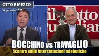 Scontro a Otto e Mezzo tra Marco Travaglio e Italo Bocchino sulle intercettazioni