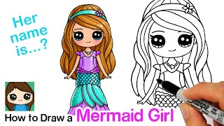 How to Draw a Mermaid Cute Girl Easy