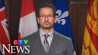 Bloc Leader Yves-Francois Blanchet reacts to the federal government's fiscal update