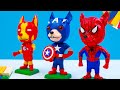 DIY perros mezcló superhéroes hombre araña, Ironman, Capitán América con Arcilla | Super Clay Es