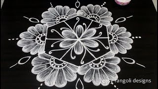 Creative rangoli kolam designs with 5x3 dots for Friday || easy muggulu