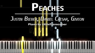 Justin Bieber - Peaches (Piano Cover) ft Daniel Caesar, Giveon Tutorial by LittleTranscriber