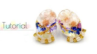 【UV Resin】寶石押花耳環DIY｜Easy to make the Resin Dried Flowers Earrings| DIY | Tutorial