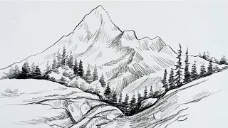 How to Draw a Mountain Landscape with Trees. How to Draw a Mountain Landscape with Shading.