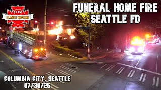 SEATTLE: Full traffic camera footage, scanner audio of fully involved funeral home fire