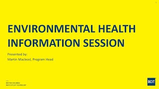 BCIT Environmental Health Technology Online Info Session 2021 02 04