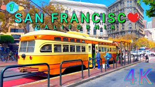 San Francisco Market Street Walk Part 1/4, California USA 4K - UHD