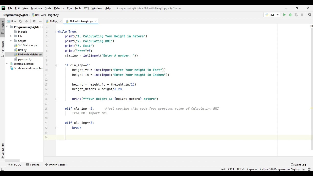 Python Program For Bmi With Height Calculation Youtube