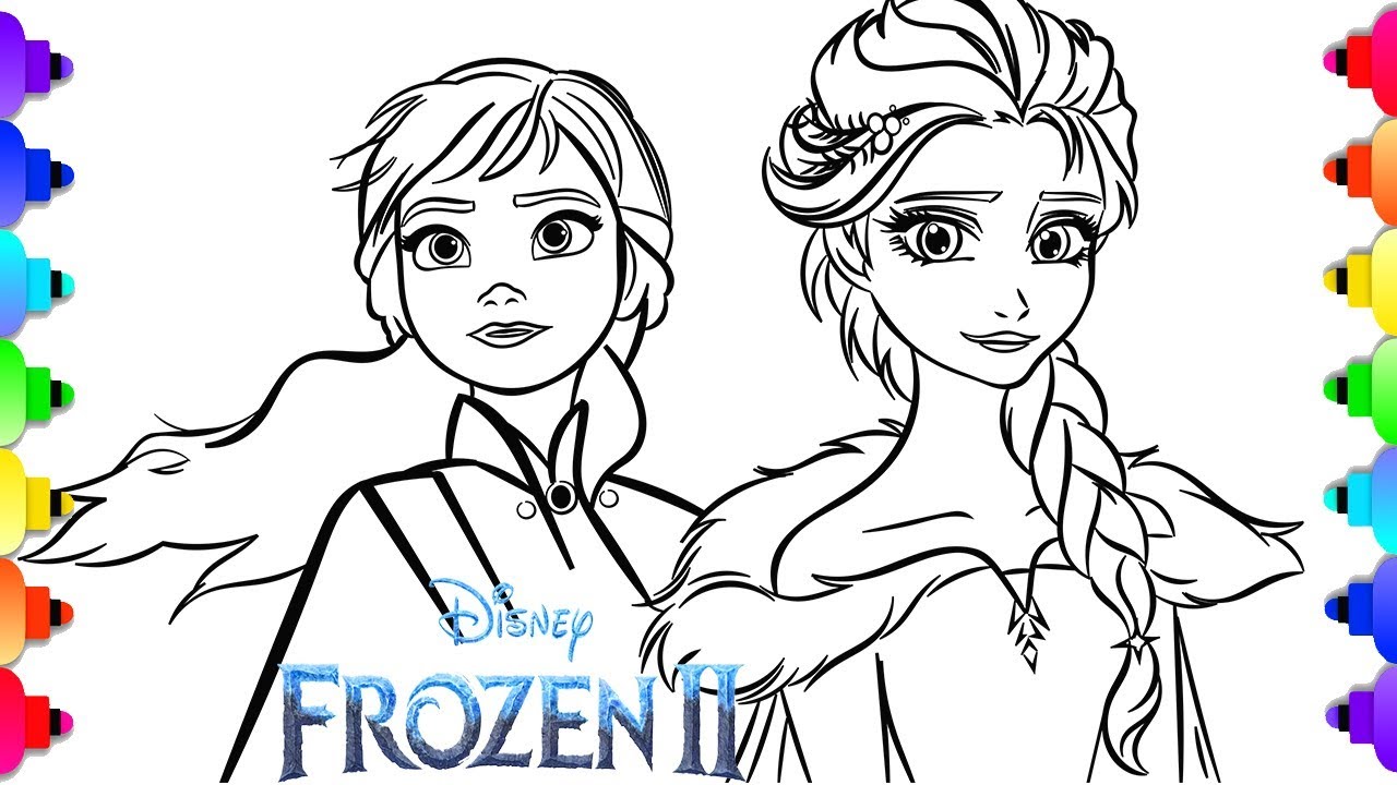 2 Coloring Pages Elsa Frozen 2 Drawing Easy
