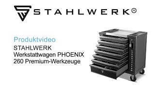 STAHLWERK Werkstattwagen PHOENIX befüllt mit 260 Premium-Werkzeugen aus Chrom-Vanadium