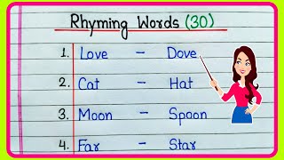 30 Rhyming words | Rhyming words in English | Rhyming words list | Rhyming words 30