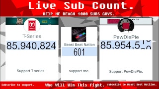 LIVE SUB COUNTS ||Pew DIE pie VS T-SERIES|| who will win this fight. find out