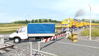 a Man Tries to get off goods from stuck Truck on Railroad - Train Simulator