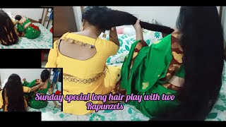 Sunday special long hair play with two women